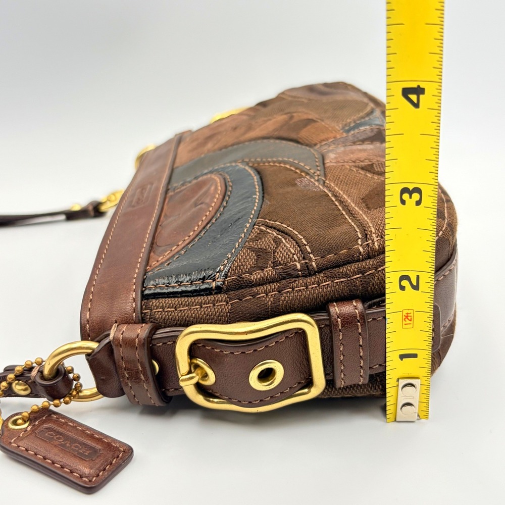 Vintage Coach Zoe Patchwork Y2K Mini Bag Metallic Gold Brown Top Handle Wristlet - Picture 10 of 15